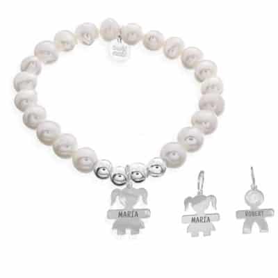Pulseras grabadas ninos perlas Pulsera perlas personalizada con niño o niña pulsera perlas niña