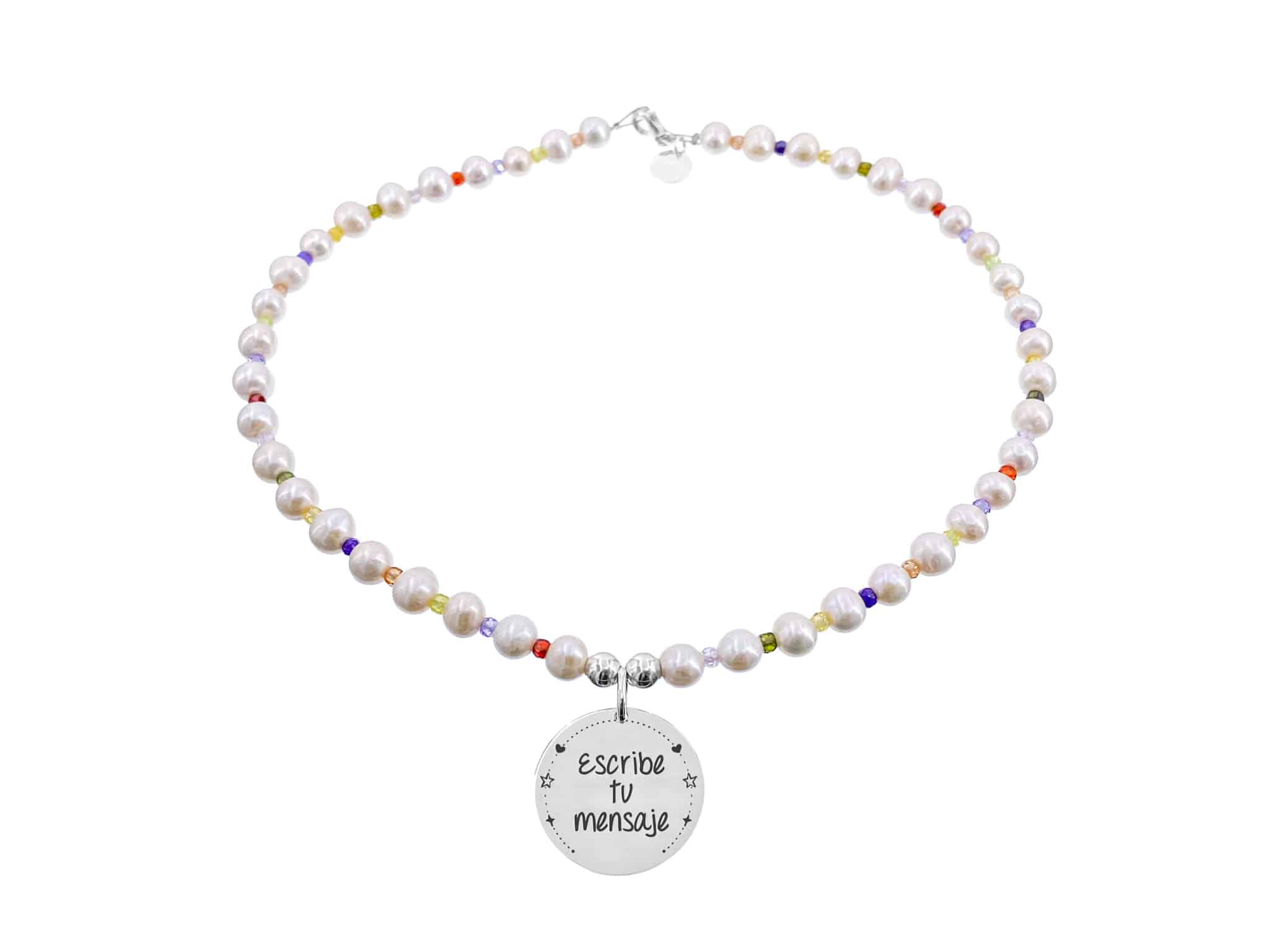 Gargantilla perlas arcoíris cristal personalizada