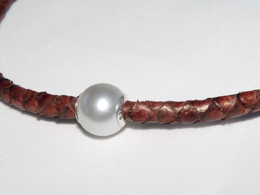 Gargantilla perla y serpiente autentica Collar con perla grande y serpiente autentica