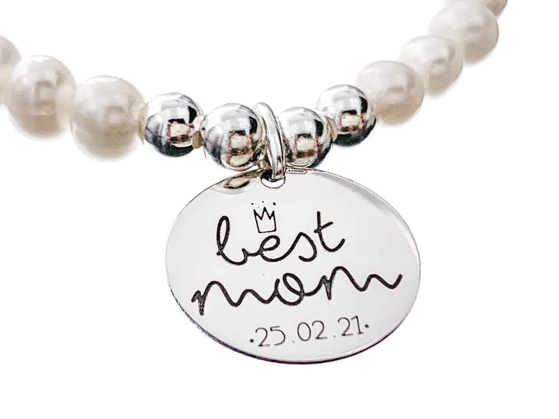 Pulsera perla best mom personalizada d ca d Pulsera perlas Best mom personalizada