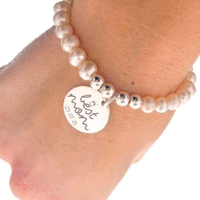 Pulsera perla best mom personalizada scaled Pulsera de perlas plata ley diseña tu joya joya personalizada