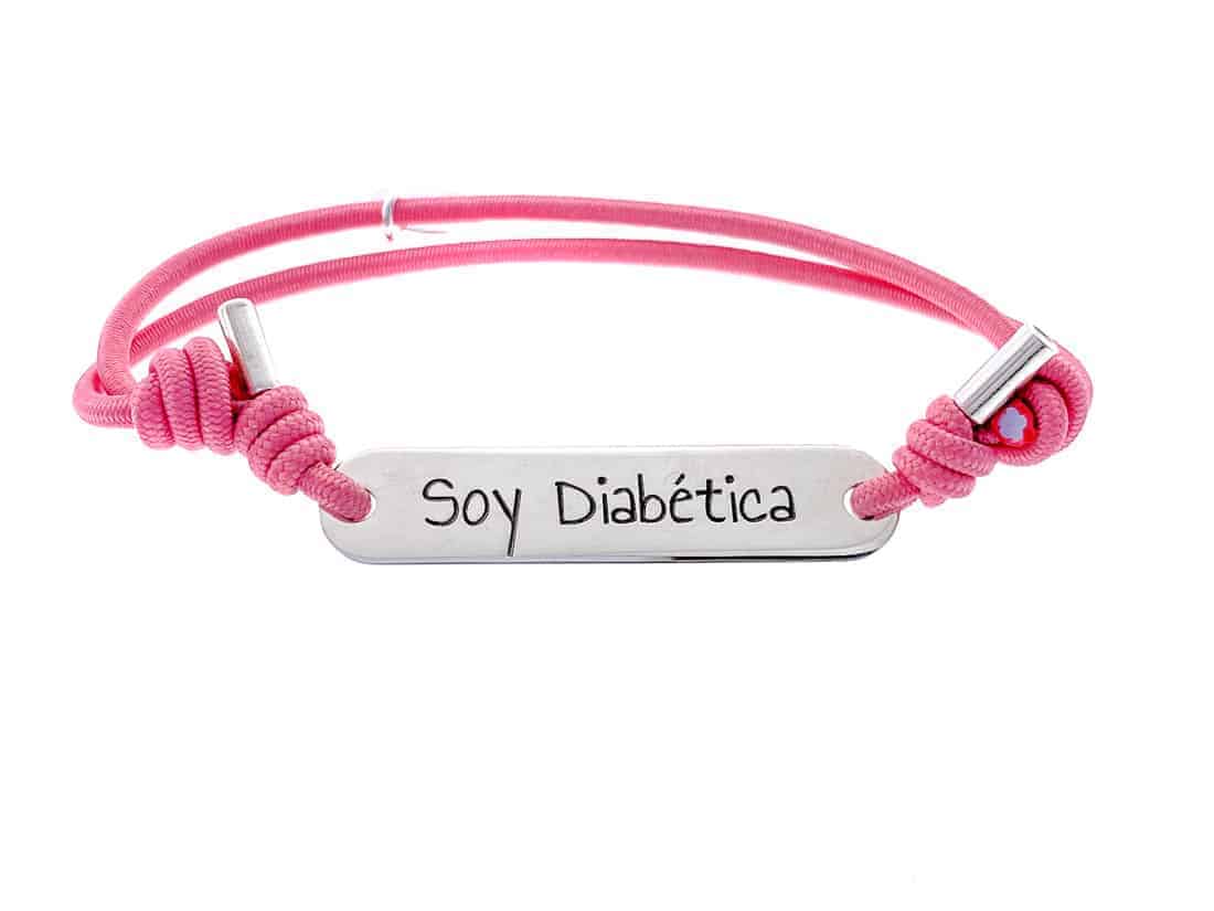 Joyas diabetes personalizadas b ff Pulsera Esclava elástica rosa Diabetes personalizar