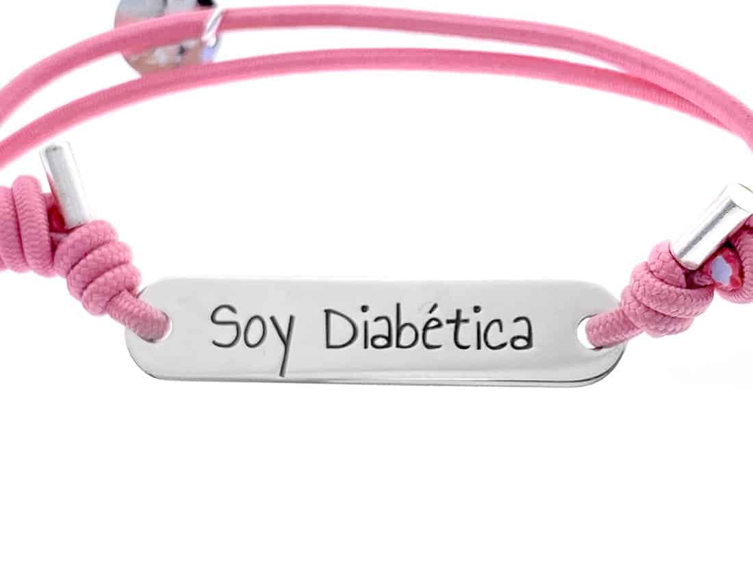 Joyas diabetes personalizadas c d aba Pulsera Esclava elástica rosa Diabetes personalizar