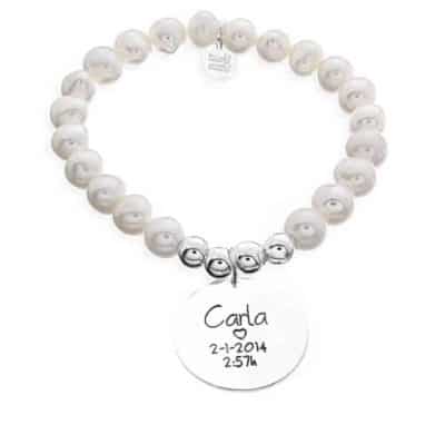 Pulsera nombre fecha hora Pulsera perlas personalizada MADRE