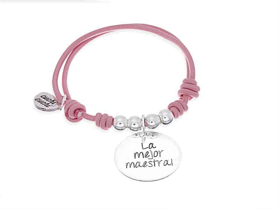 Pulsera personalizada elastico rosa maestra Pulsera personalizada elástica rosa regalos personalizados para niñas