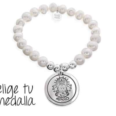 Pulsera virgen plata p ro Pulsera personalizada perlas Virgencita plis