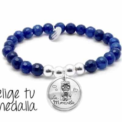 Pulsera virgen plata a mo Pulsera personalizada agata azul Virgencita plis
